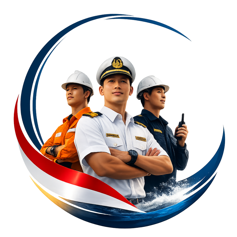 Professional Indonesian seafarers including captain and crew members representing skilled maritime workforce with international standards and global deployment